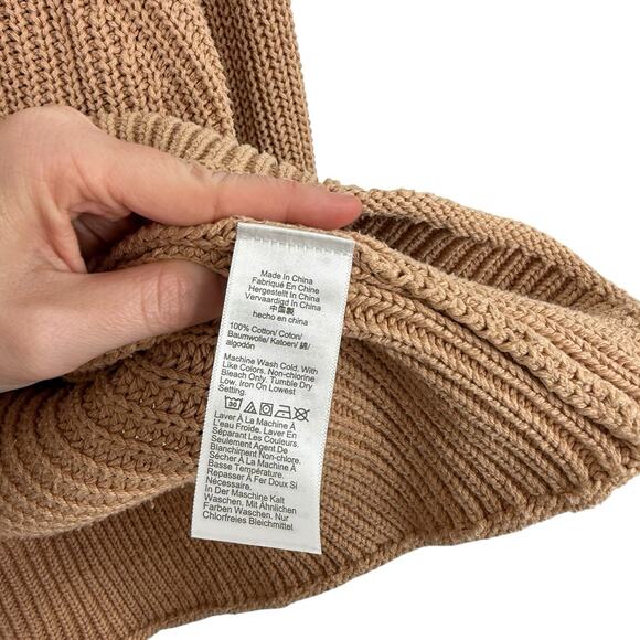 J Crew Relaxed Rollneck Sweater 100% Cotton Sandy Beach Tan Capsole Womens Large - Picture 5 of 7